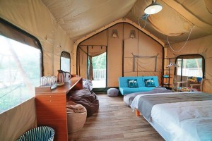 Glamping villa mewah hotél tenda safari tenda kanggo dijual 7 * diameter 5m NO.029