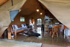 אוהל יוקרה מהודר במבנה עץ אוהל ספארי בד עמיד למים NO.027