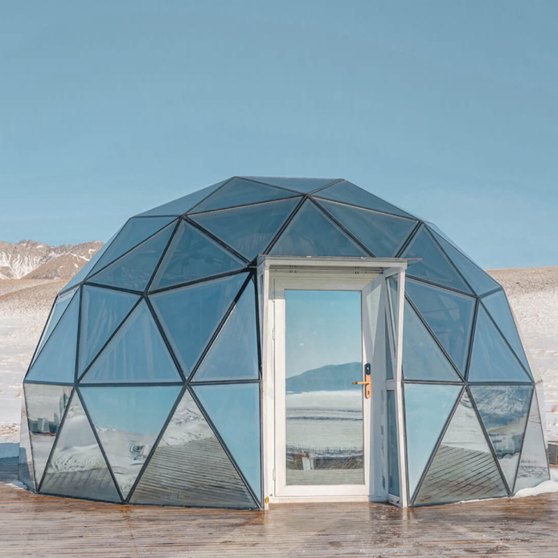 semi-permanent hollow tempered glass all glass high-end geodesic dome tent house supplier