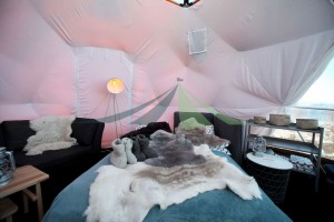 Glamping the 6m diameter dome tent with a view of aurora and wild snow Part.2