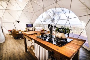 Vattentät Glamping Hotel Dome-tält för utvändig utomhus-tält