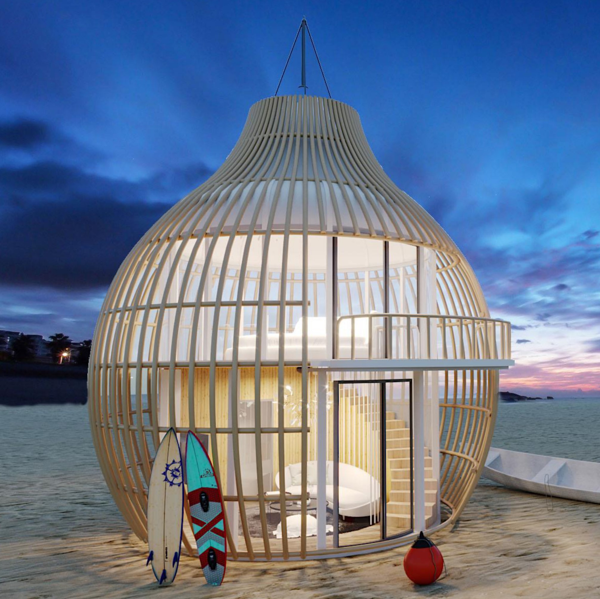 Custom luxury high-end hotel prefabricated steel bird cage house