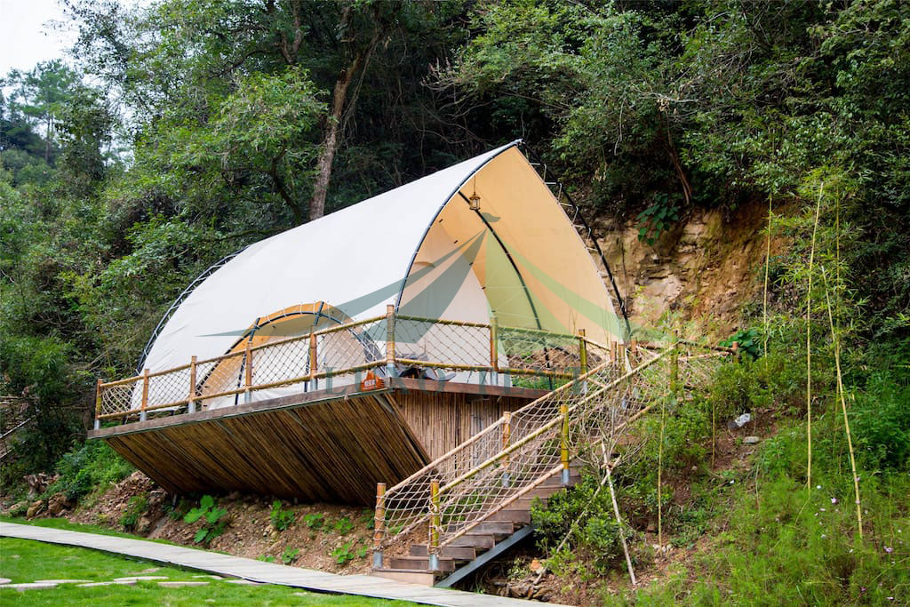 Big Discount Capsule Hotel Tents -
 Hot sale glamping luxury tent film cover geodesic Safari hotel tent NO.023 – Aixiang