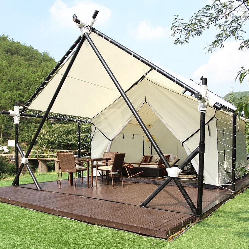 luxury glamping 4 season white oxford waterproof canvas safari tents for campsite
