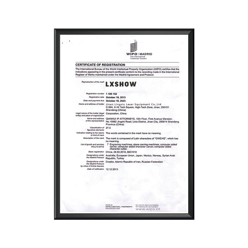 Certificato di registrazione OMPI