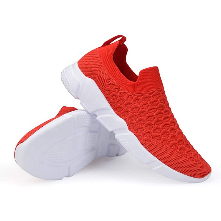 China New Fashion Style Hot Sales Men Women Sneakers Knitted Fabric Lightweight Casual Shoes Men