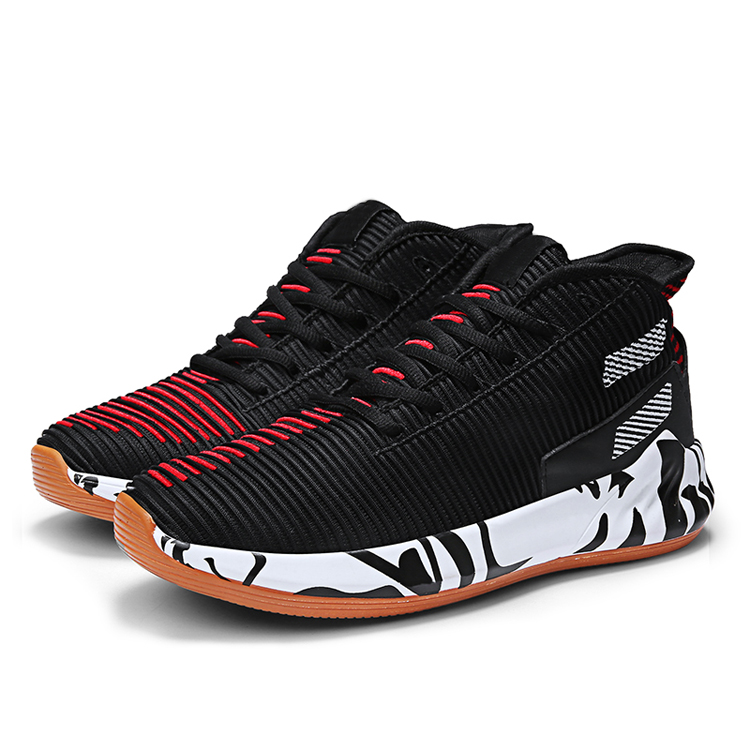China Maker Բարձր որակի Պատվերով լոգո Նոր Նորաձևության ոճերի տրիկոտաժե սպորտային կոշիկներ Տղամարդկանց բասկետբոլի գնդակի կոշիկներ
