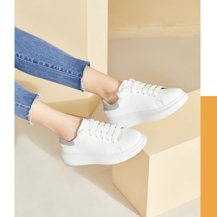 Fashion Style Lace-up White Outdoor Unisex Walking Sneakers Casual Shoes For Girls