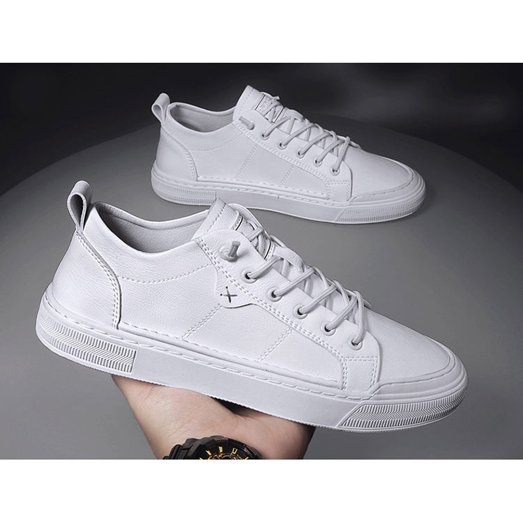 Wholesale Quality Custom Logo Cheap Women Men Zapatos Leather White Flat Casual Shoes Unisex