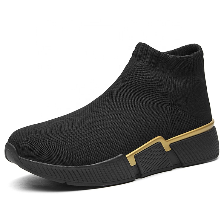 High Quality OEM Knit Custom Men Casual Black Sports Fashion Sock Sneakers Mens Short Boots Wholesale China