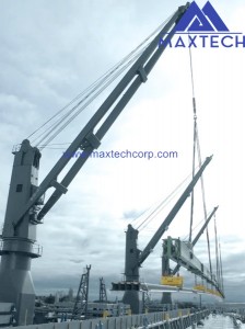 ຕູ້ຄອນເທນເນີແລະການຂົນສົ່ງສິນຄ້າ shipboard Crane Fixed Stiff Boom Crane ທີ່ມີສາຍເຫຼັກ luffing