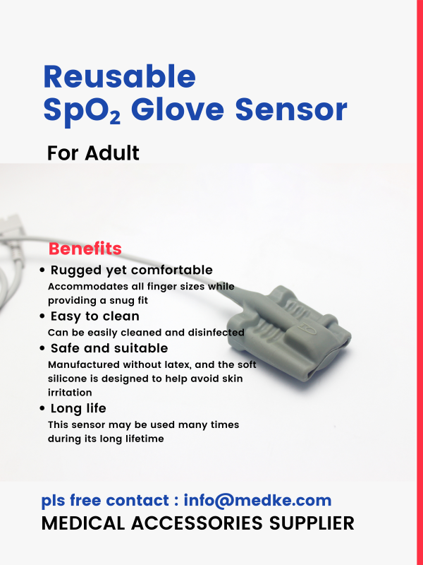 Многоразовый силиконовый датчик SpO2 для взрослых с мягким наконечником