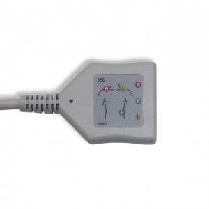 عمومي/AAMI 6pins ECG کیبل د 3 لیډوایرونو سره، زاویې نښلونکی، IEC، G3201P