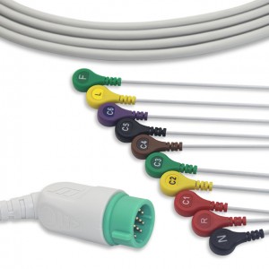 Medtronic-Physio Control ECG-kabel met 10 geleidingsdraden IEC G1215S
