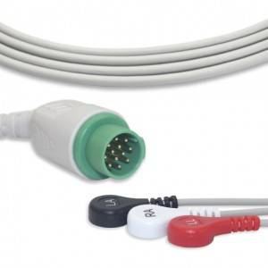Schiller/Brucker ECG Cable With 3 Leadwires AHA G3125S