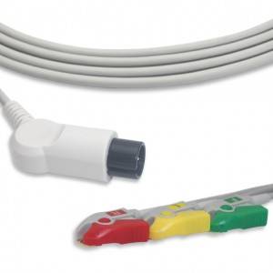 일반/AAMI 6핀 ECG 케이블, 리드선 3개, 앵글 커넥터, IEC, G3201P