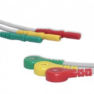 一般的な 6 ピン ECG リード線、3 リード、スナップ、IEC G322DN