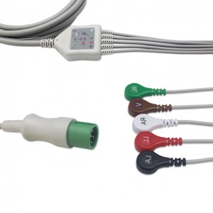 Contec 7 Pin ECG Cable With 5 Leadwires G51135S