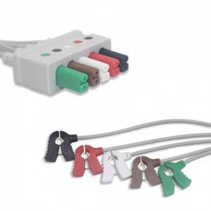 Cables conductores de ECG para neonatos de Mindray, 5 derivaciones, pellizco, AHA G515MD
