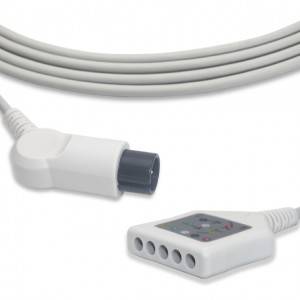 Bendroji 6 kontaktų kampinė jungtis EKG magistralinis kabelis, 5 laidai, IEC, G5201DN