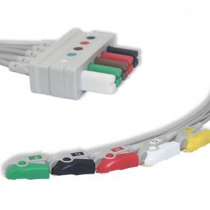 Cables conductores ECG de Drager-Siemens, 5 derivaciones, pellizco, IEC G521DR