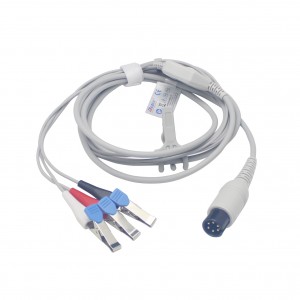 Ветеринарный кабель ЭКГ с плоским разъемом Clip, совместимый с Contec C80Vet GA3140V