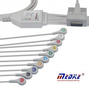 Burdick 10-Lead Shielded EKG Cable Fixed Snaps , K1101S
