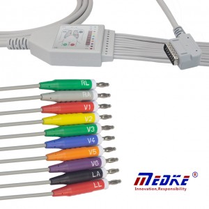 Kenz PC-109 EKG Cable Ine 10/12 Leadwires, AHA, 4.0 Banana Type