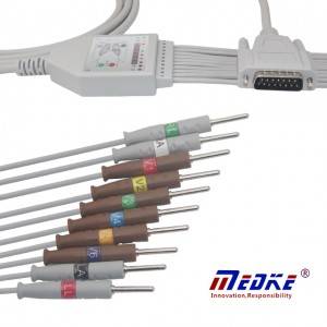 Nihon Kohden EKG Cable With 10 Leadwires AHA Fixed Needle K1110N
