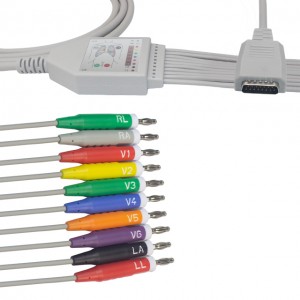 Nihon Kohden EKG Cable,10Leads,AHA, Banana 4.0, 15 pin Connector,K1112B