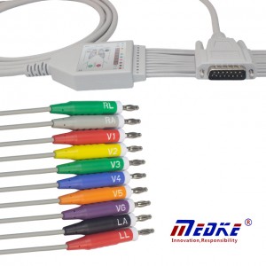 Mindray/Edan 01.57.107048 EKG-kabel med 10/12 ledninger, AHA, 4.0 Banana K1121B