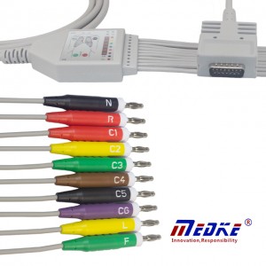 Burdick 10-Lead Shielded EKG Cable IEC Fixed Banana , K1201B