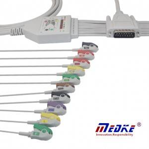 Mindray/Edan EKG kabelis ar 10/12 vadiem, fiksēts šķipsnas K1221P