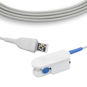 Sensor e tsamaellanang ea Masim Aldult Finger Clip SpO2 e nang le Cables Adapter Cables P9115S/P0215T