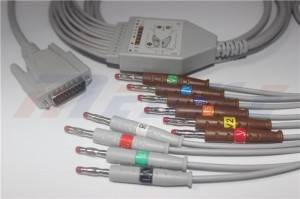 Good Wholesale Vendors M1668a 5lead Trunk Cable - Mindray/Edan 01.57.107048 EKG Cable With 10/12 Leadwires, AHA, 4.0 Banana – Medke