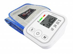What are the features of the blood pressure monitor?