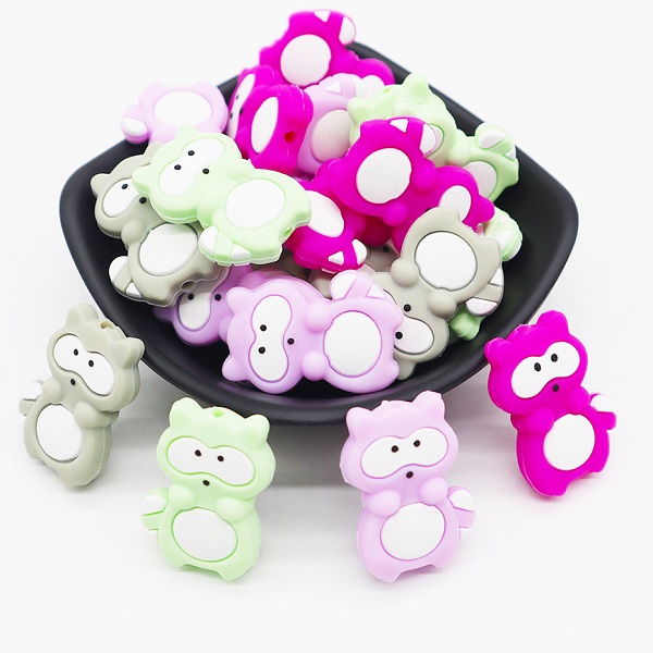 Baby Safe Silicone Beads Suppliers –  Teething Safe Silicone Beads Raccoon Shape | Melikey – Melikey Silicone