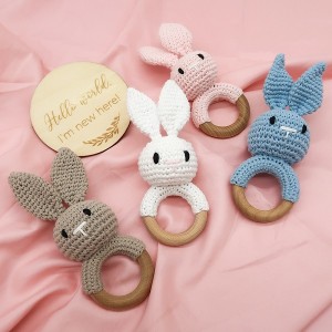 wooden teether toys for baby wooden teether bunny | Melikey