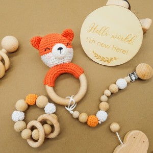 wooden teether for baby fox wooden teether toys | Melikey