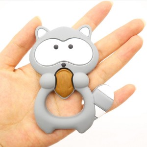 silicone teether ring raccoon silicone teether | Melikey