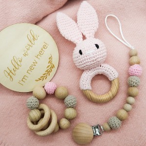 wooden teether toys for baby wooden teether bunny | Melikey