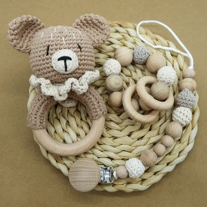 wooden teething ring baby wooden rattles and teethers | Melikey
