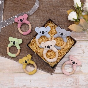 wood and silicone teether wooden animal teether wholesale | Melikey