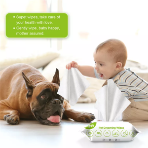 A limpeza do olho do animal de estimação limpa a limpeza molhada não tecida de desodorização macia do cão