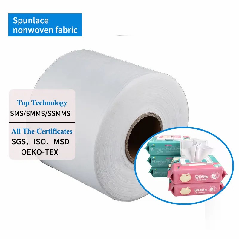 Skin Friendly 40gsm Spunlace Non Woven Fabric Roll For Wet Feature Featured Hoton