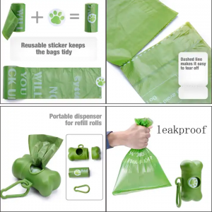 စိတ်တိုင်းကျ ဂေဟစနစ်-ဖော်ရွေသော ဇီဝရုပ်ဖျက်နိုင်သောခွေး ပြောင်းဖူးမှုန့် Eco Friendly Compostable Biodegradable Poop Bags