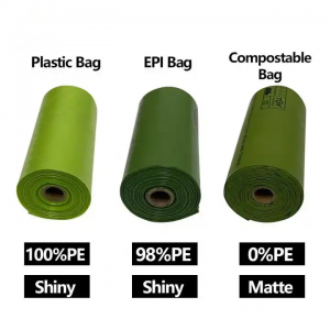 Engangs bæsjpose PLA PBAT Fullt komposterbar tilpasset biologisk nedbrytbar kjæledyrspose med maisstivelse hundepose