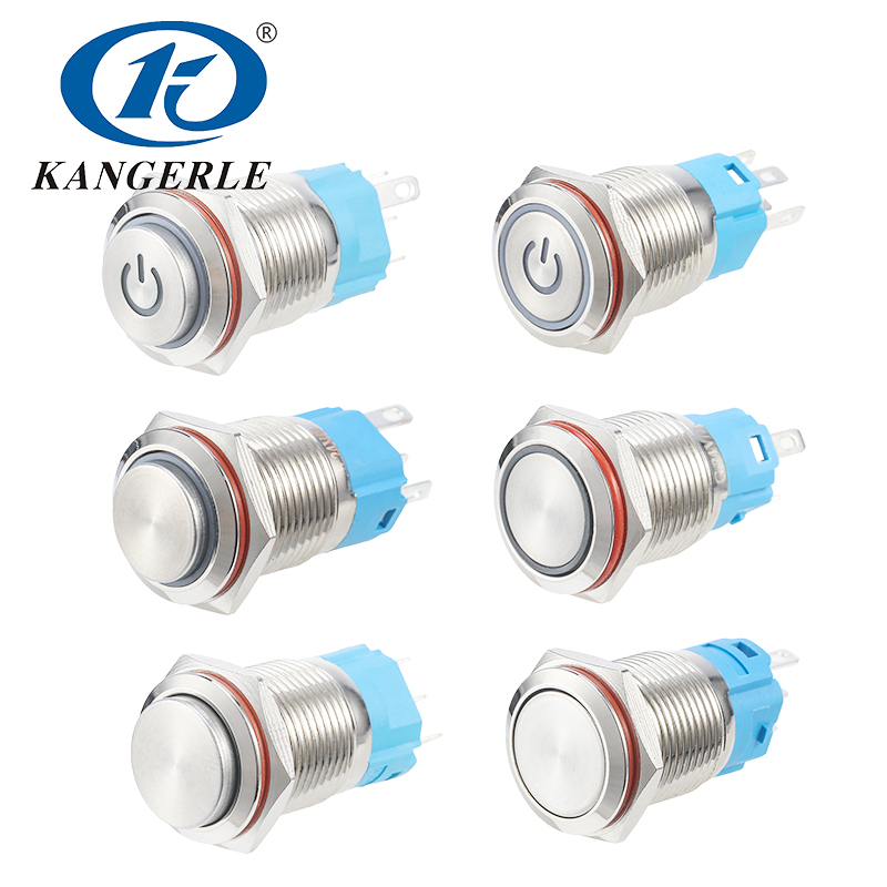 Maintained ring LED 16mm metal push button switch