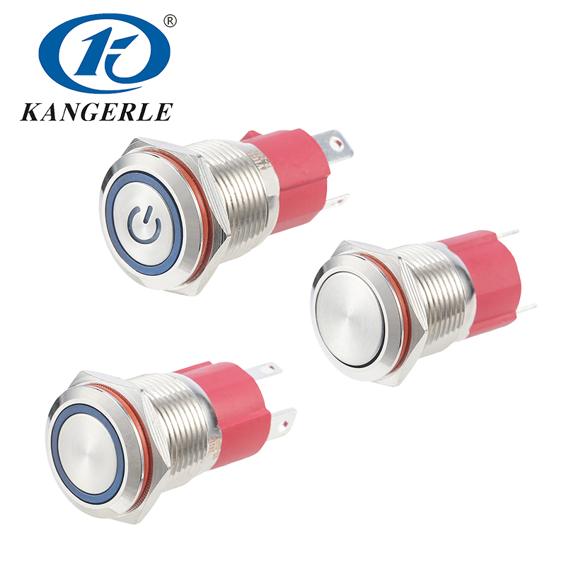 High current waterproof metal push button switch with LED