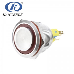 25A Momentary metal push button switch 25mm high head with circle LED